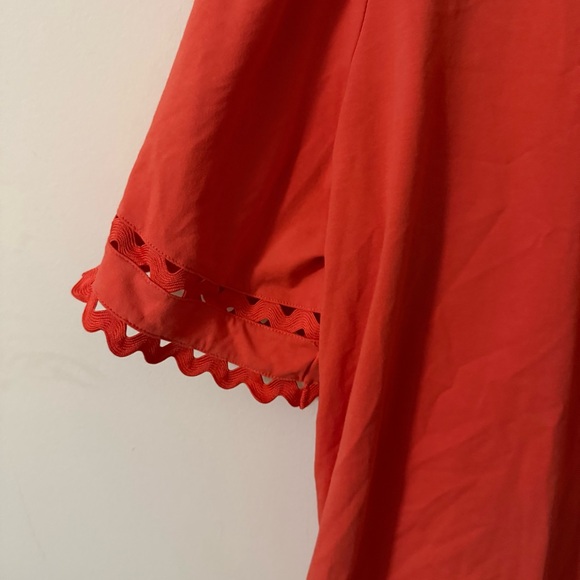 Chicos Womens Orange Short Sleeve Blouse Size 3 / XL Summer Business Casual - Picture 4 of 5